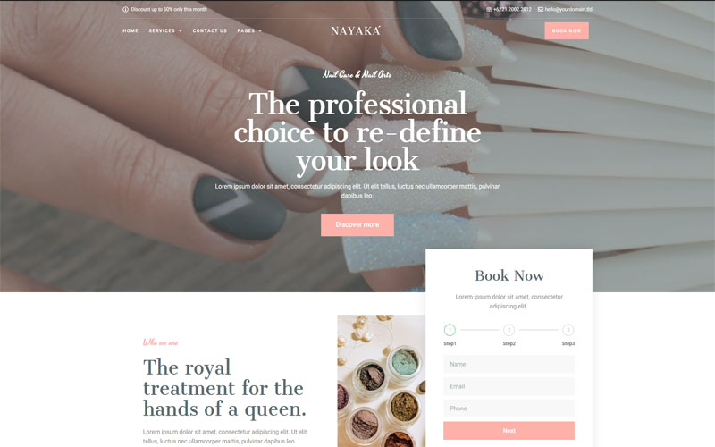 Mẫu website tiệm nail đẹp mắt